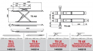 Platform scissor lifts T5L - T5A - T5LX - T5AX (drawing)